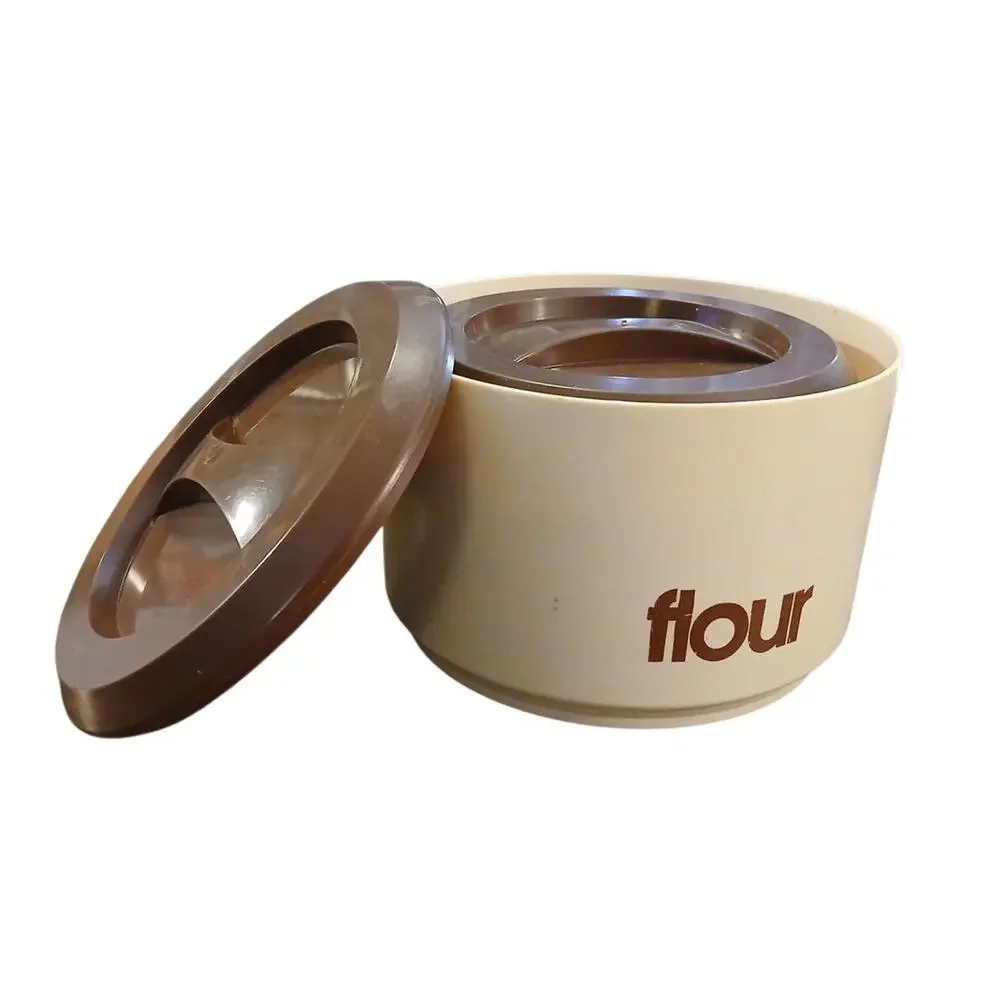 Vtg Sterilite 70's Canister's Flour Tea Brown Tan Plastic Lidded‎ Top 7